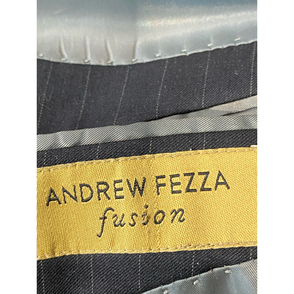 ANDREW FEZZA Fusion Men's Black Pinstripe Vintage Three-Button Blazer SZ 54R