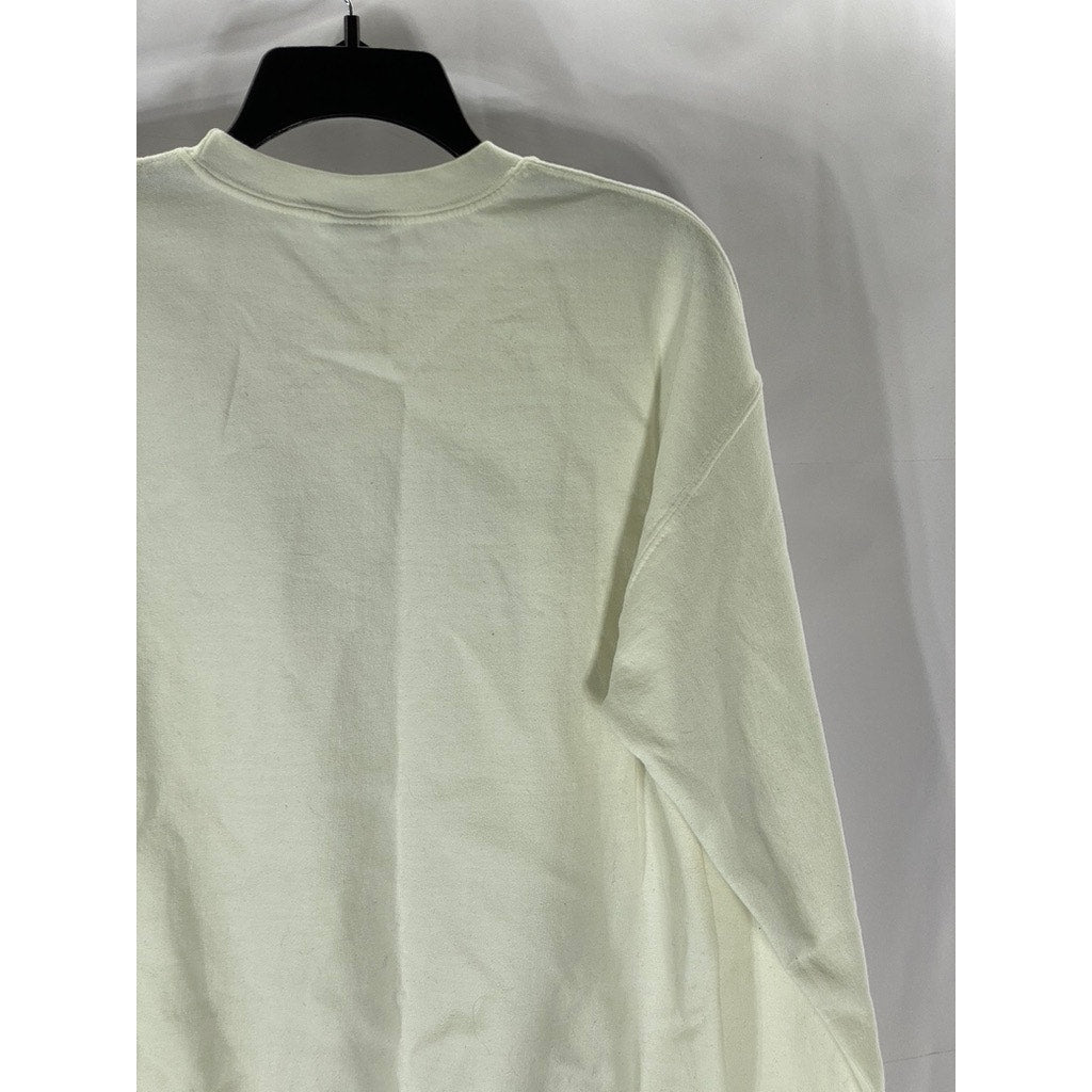 GILDAN UNISEX White Habitually Truthful Logo Crewneck Long Sleeve Sweatshirt SZM