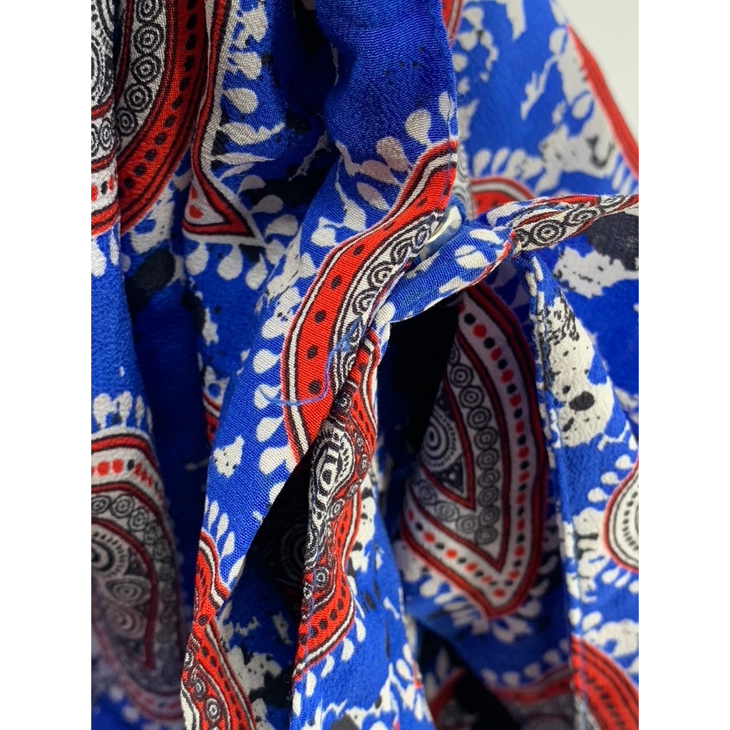 DODO BAR OR Women's Blue-Red Silk Paisley Printed Mini Skirt SZ 40(USS)