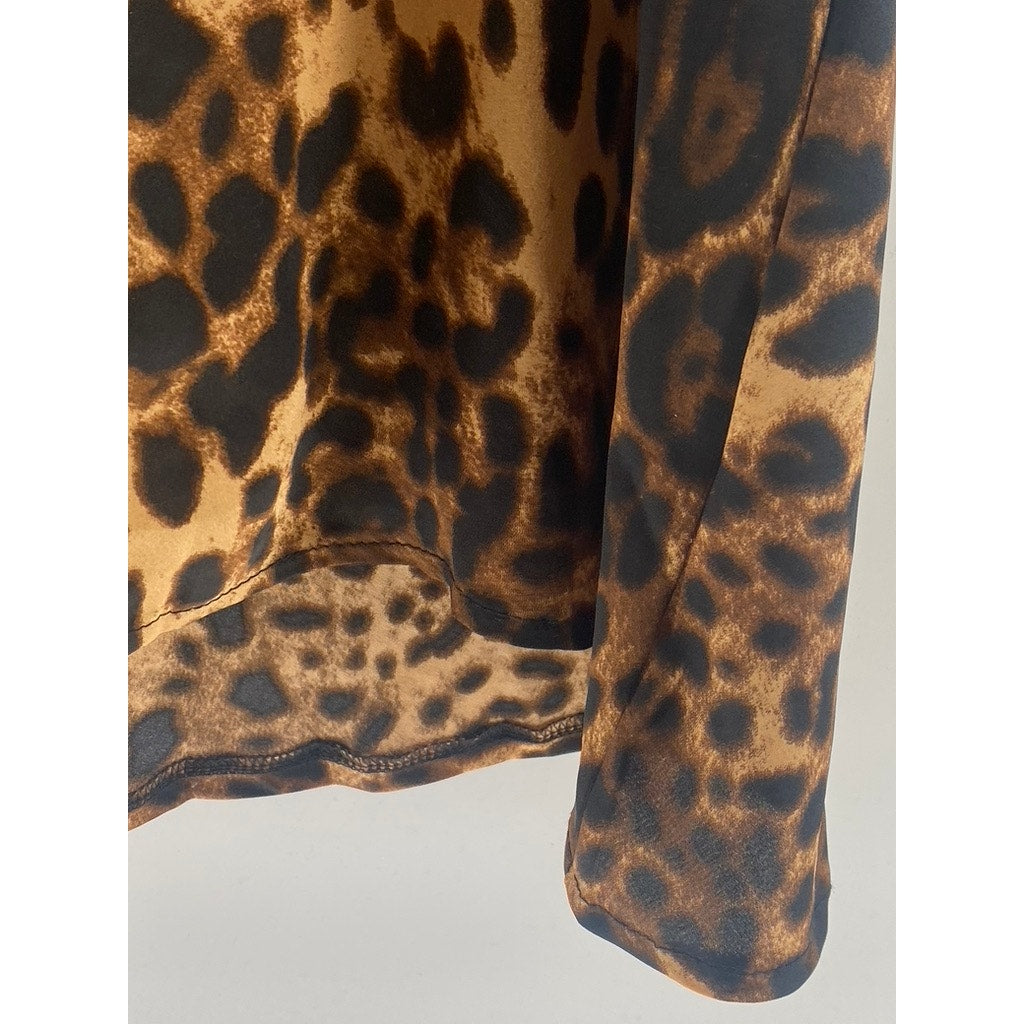 UNBRANDED Women's Animal Print Cowl-Neck Spaghetti Strap Mini Dress SZ M