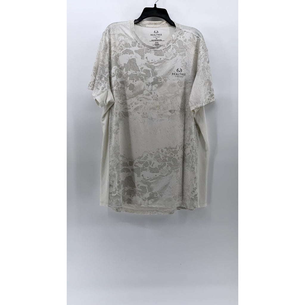 REALTRTEE Men's White-Gray Crewneck Lightweight Short Sleeve T-Shirt SZ 2XL