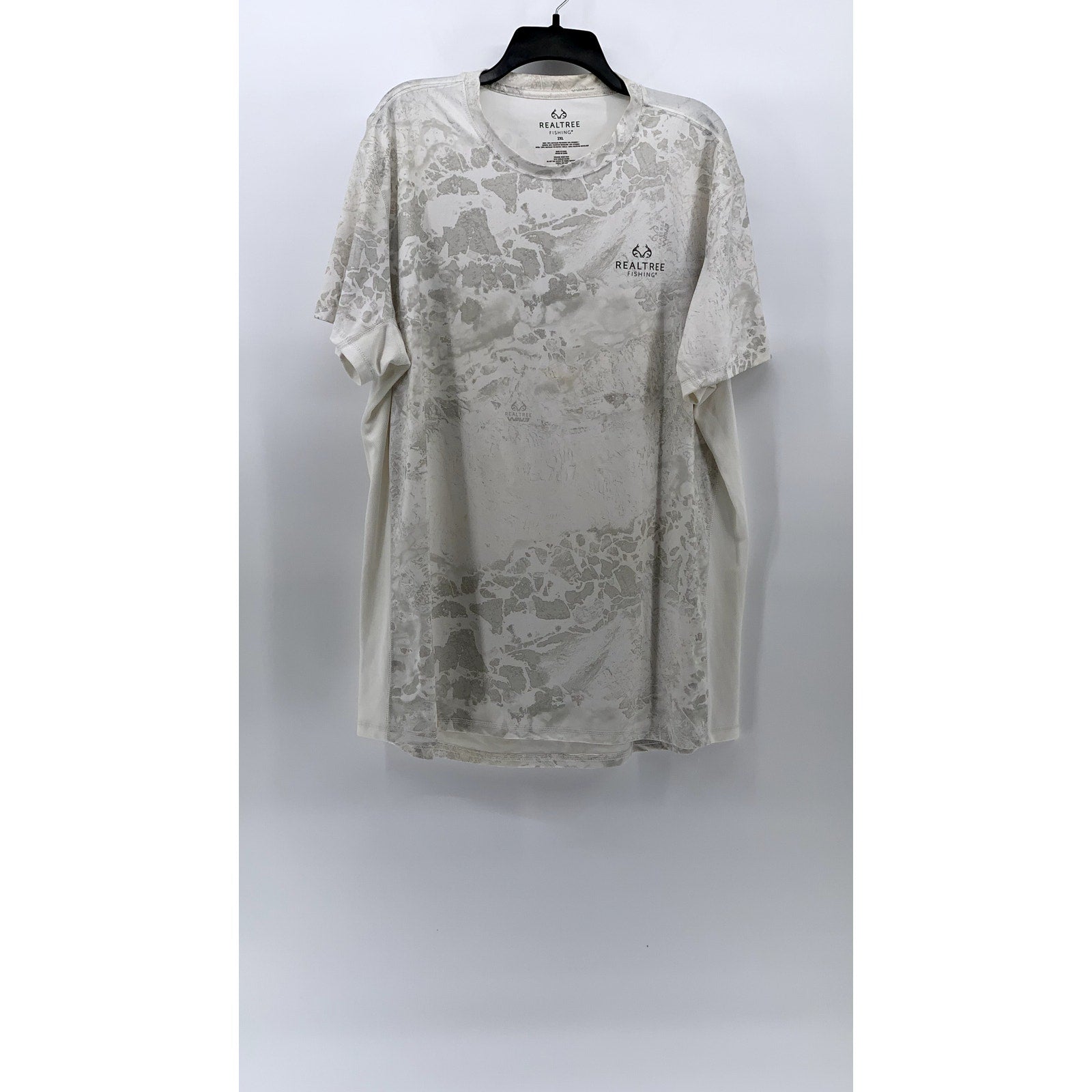 REALTRTEE Men's White-Gray Crewneck Lightweight Short Sleeve T-Shirt SZ 2XL