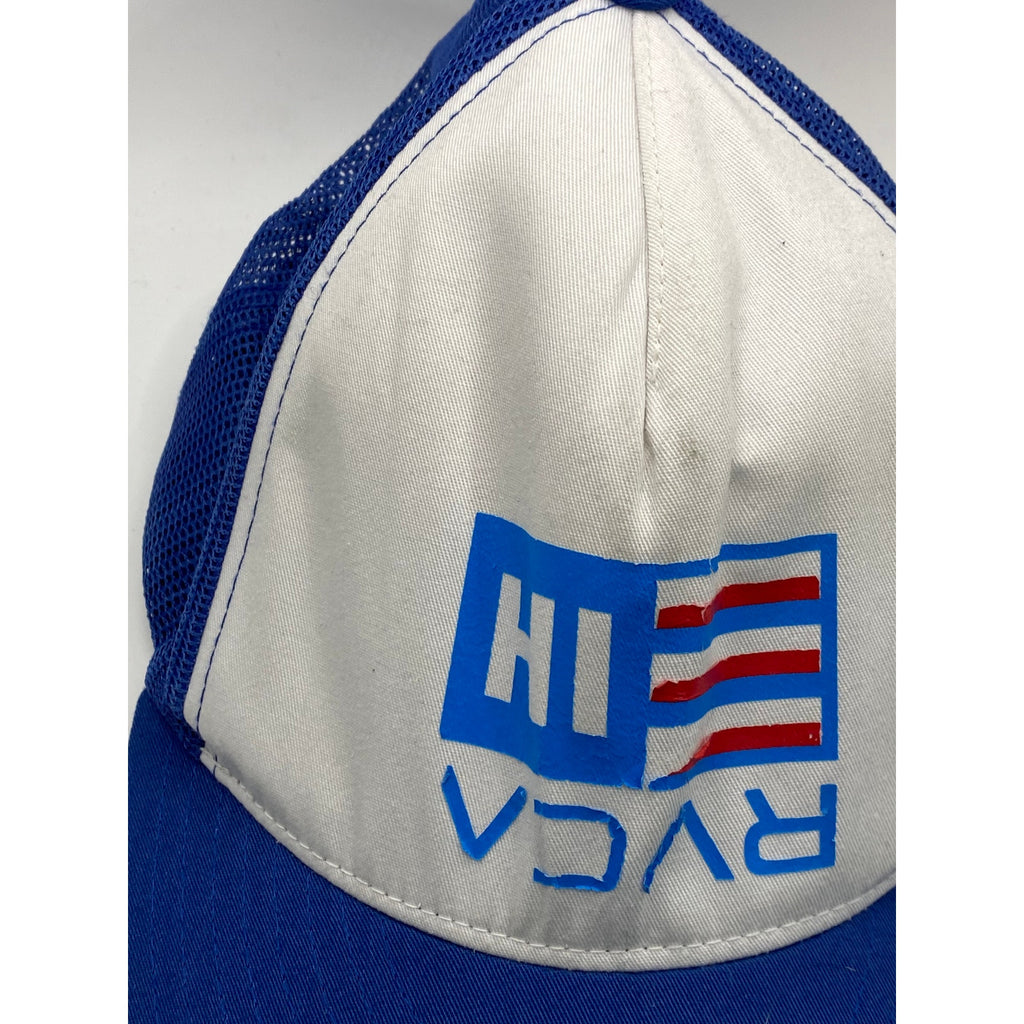 RVCA ISLANDS Men's Blue-White Patch Mesh-Panel Trucker Hat SZ OS