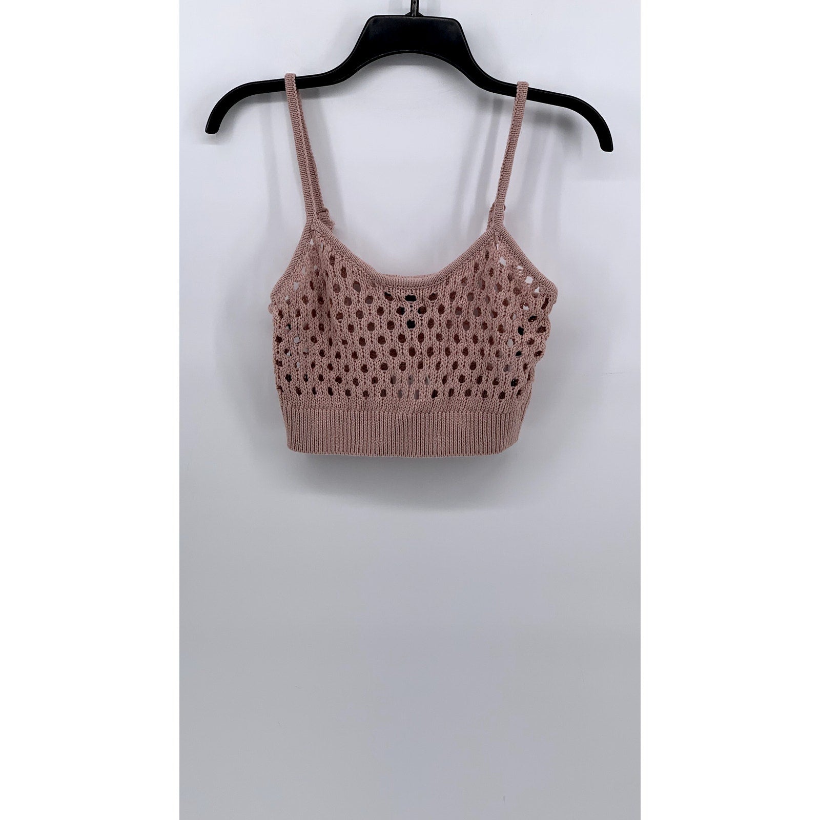 FOREVER 21 Women's Blush Pink Open Knit Cropped Tank Top SZ M