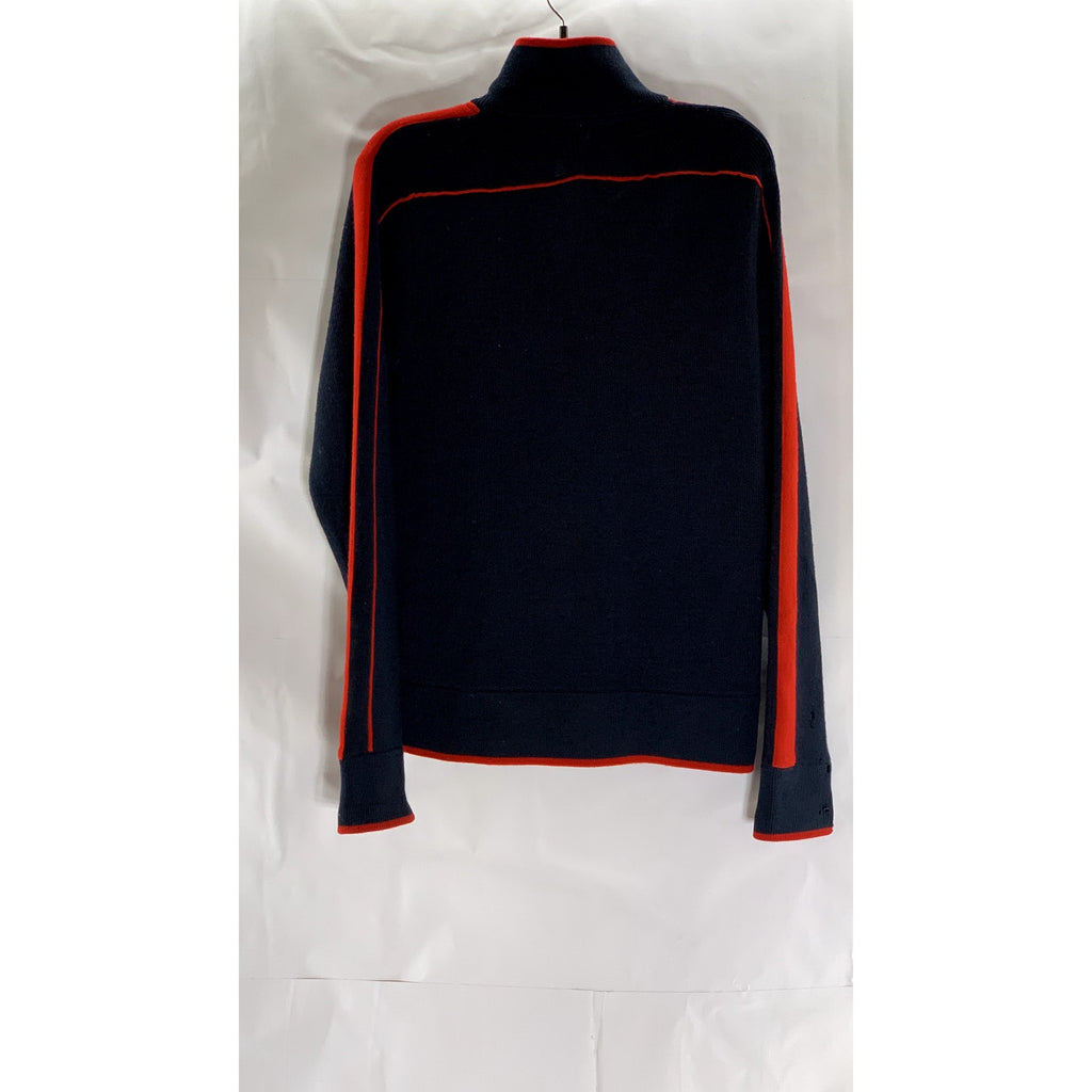 NIKE Men's Vintage Navy/Red Textured Wool Blend Stand-Collar Zip-Up Sweater SZ S