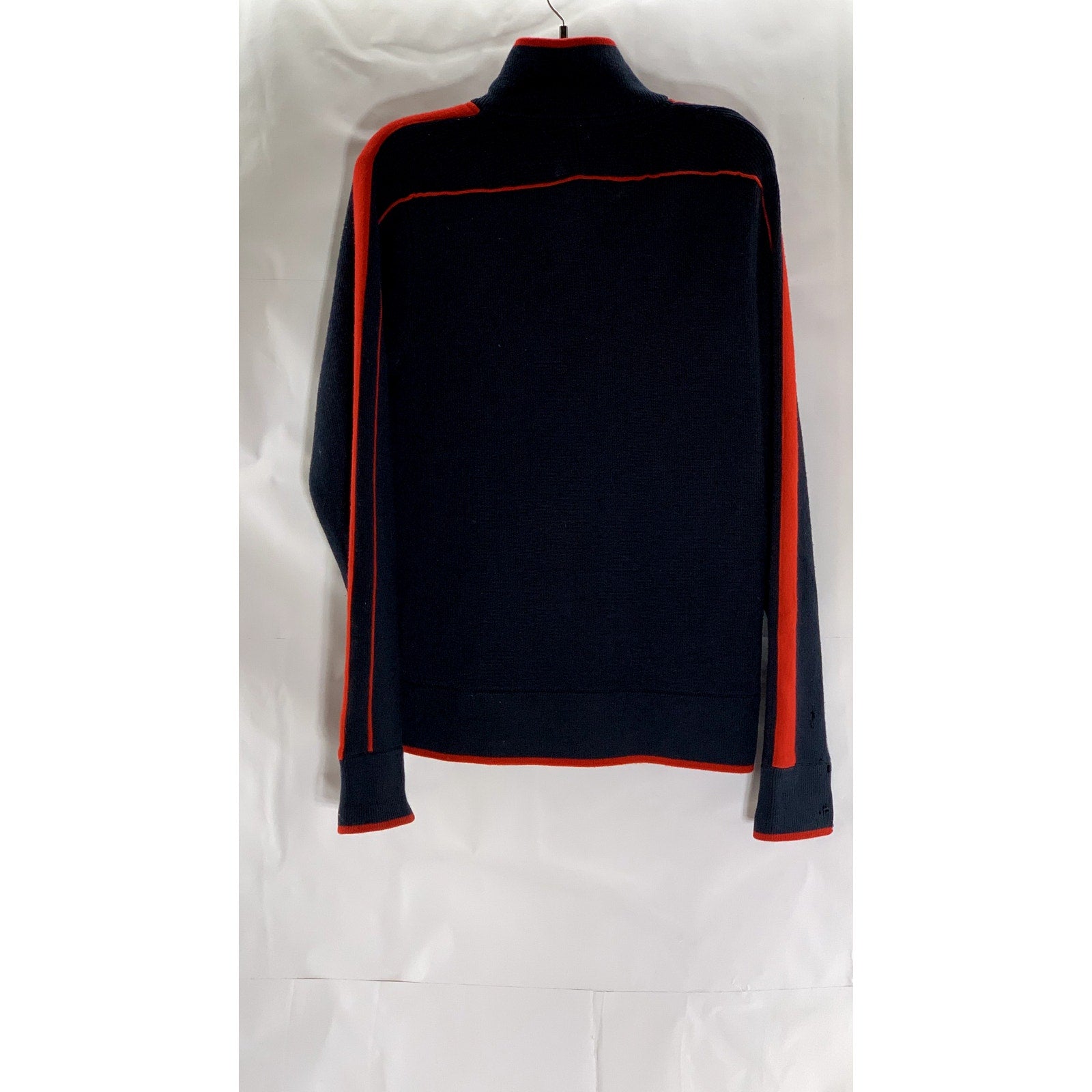 NIKE Men's Vintage Navy/Red Textured Wool Blend Stand-Collar Zip-Up Sweater SZ S