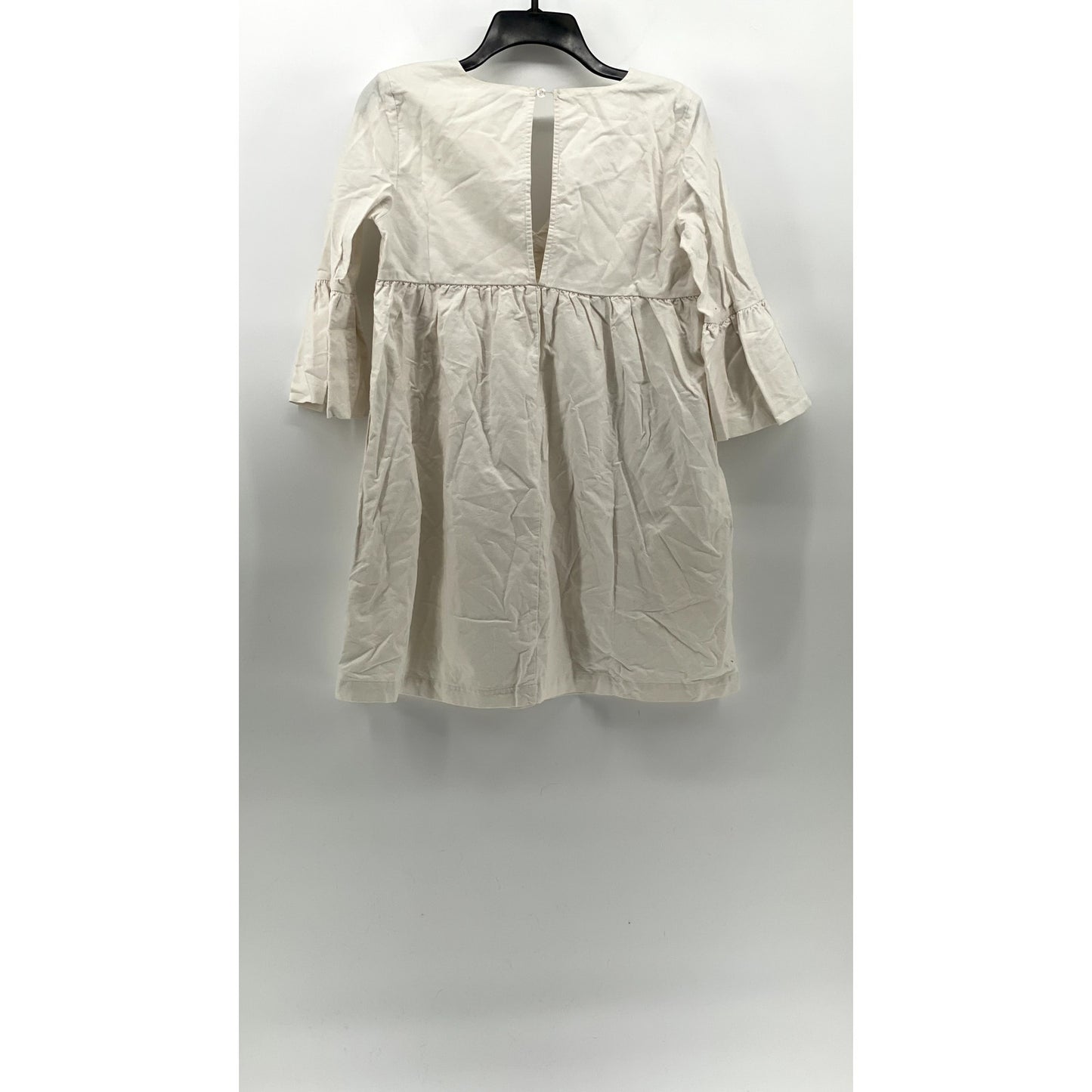 SUNDAY BEST Women's White Solid V-Neck Elbow Bell Sleeve A-Line Mini Dress SZ XS