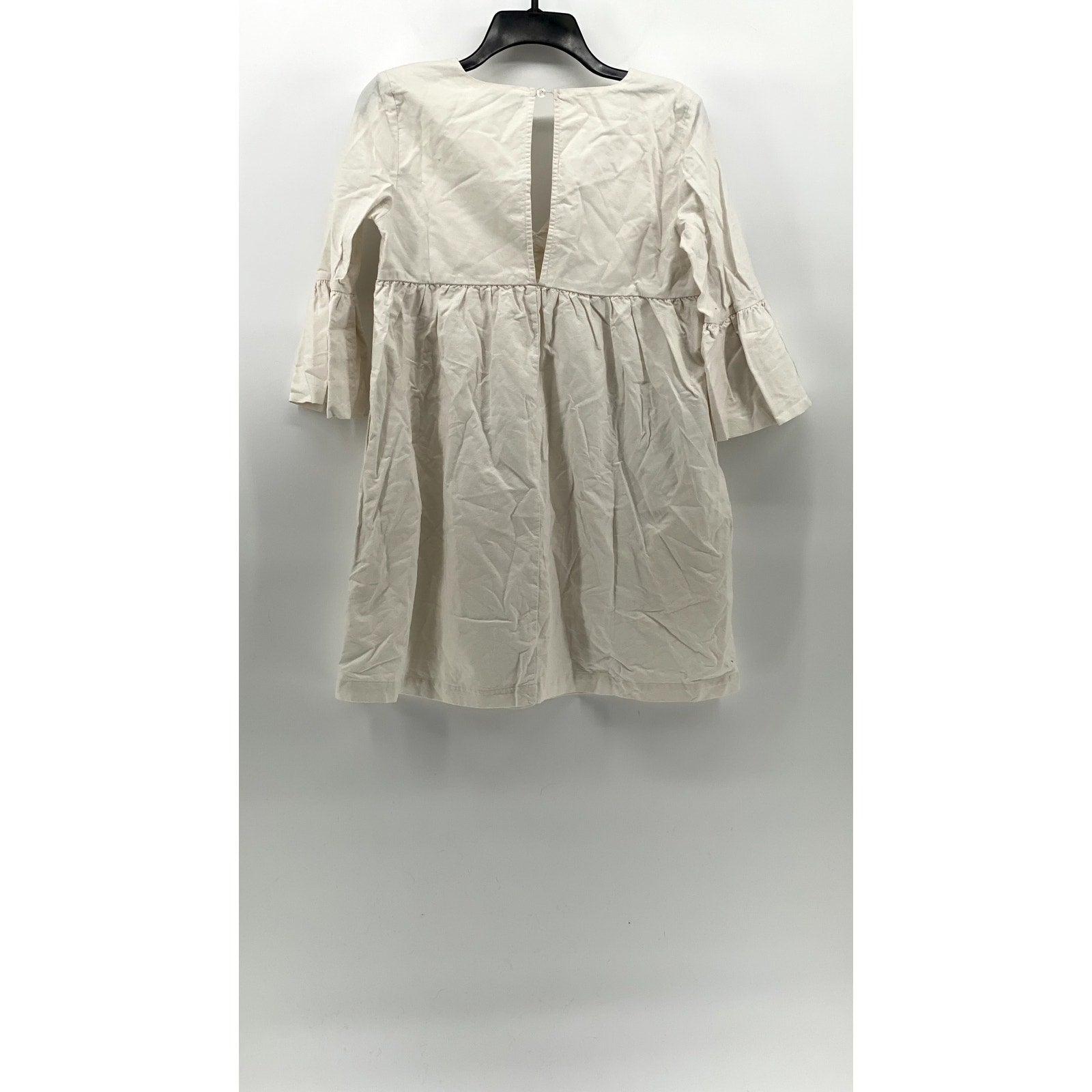 SUNDAY BEST Women's White Solid V-Neck Elbow Bell Sleeve A-Line Mini Dress SZ XS