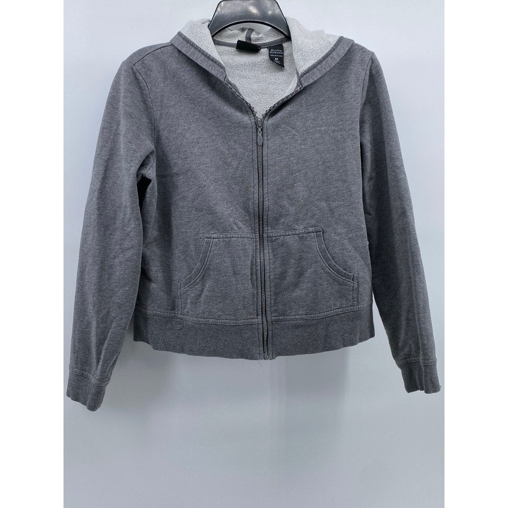 NY JEANS By New York & Company Women’s Gray Zip-Up Hooded Cropped Sweater SZ M