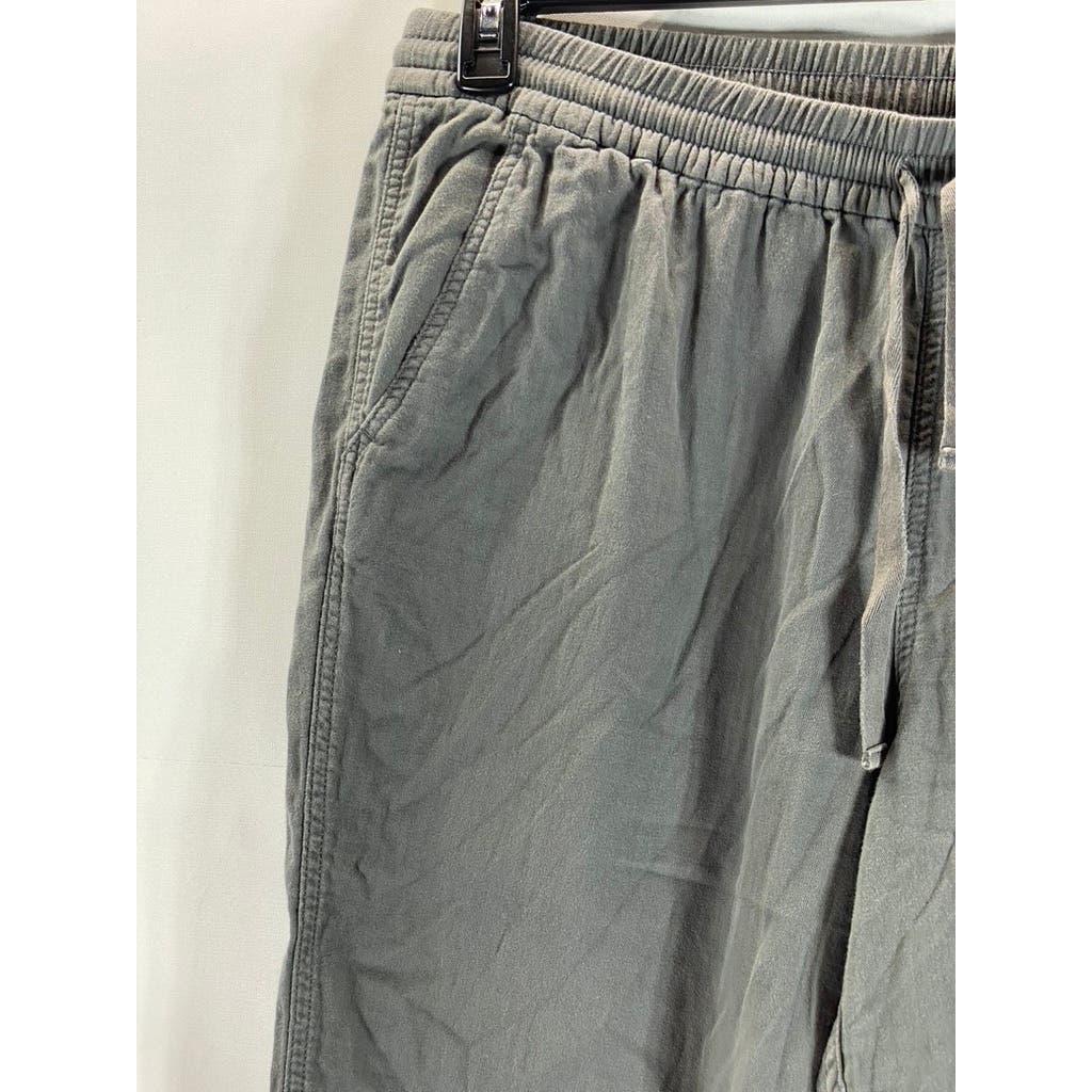 POINT SUR Women's Gray Cotton Twill Elastic Drawstring Pull-On Pants SZ 16