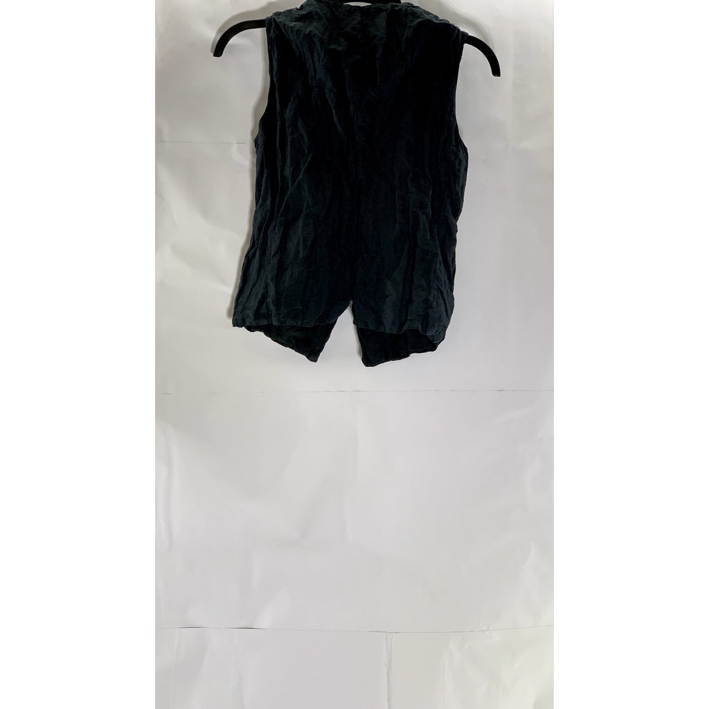 C.P. COMPANY Men's Vintage Black Textured Zip-Up Sleeveless Collarless Vest SZ42