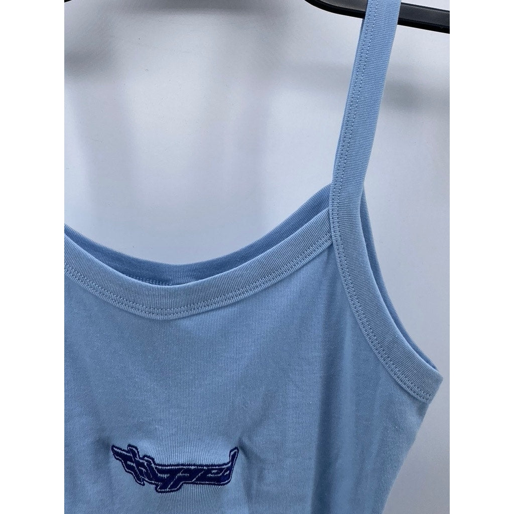 BELLA + CANVAS Women's Light Blue Embroidered Logo Stretch-Fit Cropped Tank SZ S