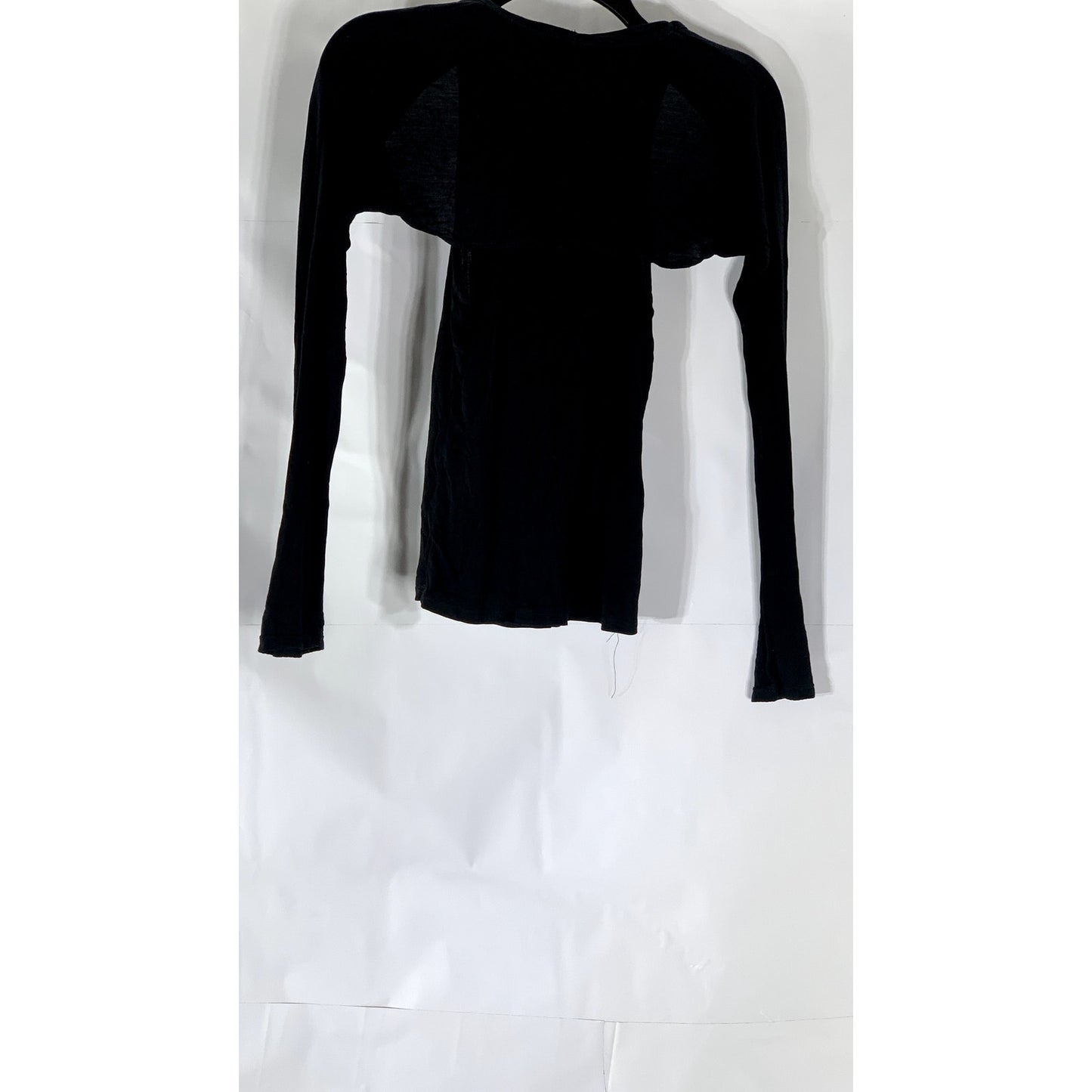 ZARA Women’s Black Solid Crewneck Cutout Long Sleeve Top SZ S