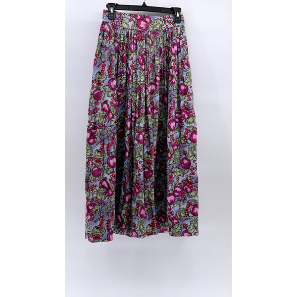 RUFF HEWN Women's Vintage Pink Floral Print Pleated A-Line Midi Skirt SZ 8