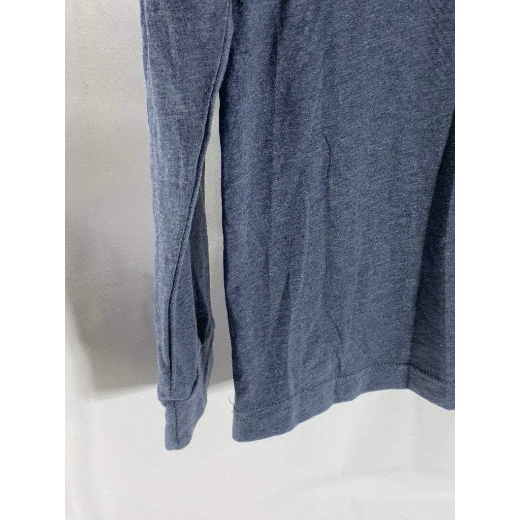 BELLA+CANVAS Unisex Blue Heather CVC Graphic Long Sleeve Crewneck T-Shirt SZ S