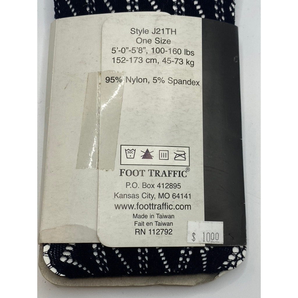 FOOT TRAFFIC Women's Black Cutout Stretch Pull-On Knee High Socks SZ OS