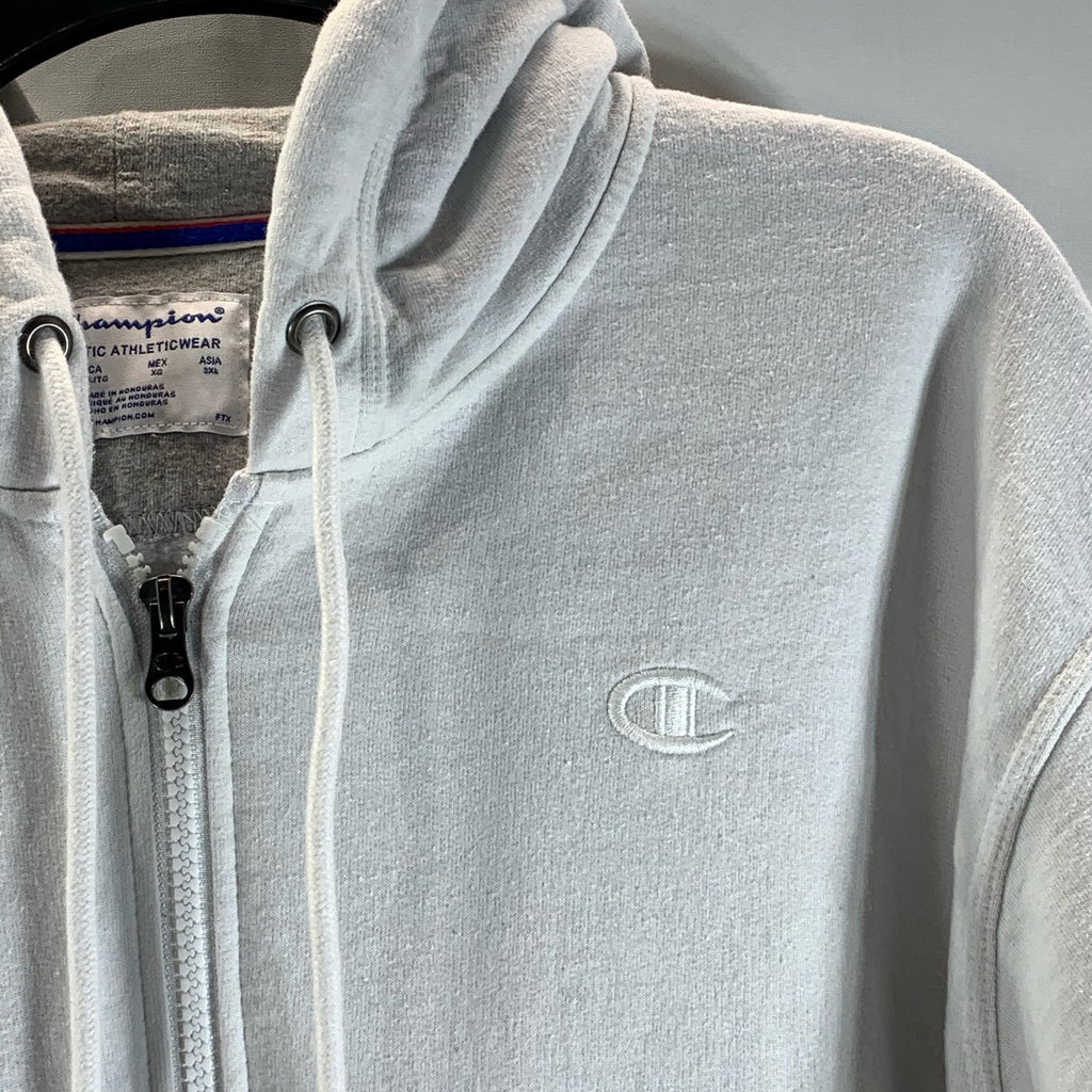 CHAMPION Authentic Athleticwear Men's White Hooded C-Logo Full-Zip Sweater SZ XL