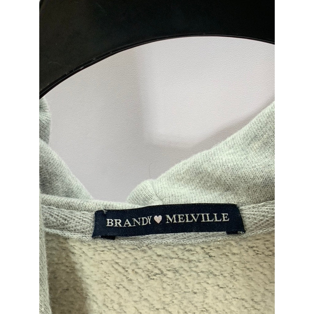 BRANDY MELVILLE Women's Gray Crystal Zip-Up Hooded Long Sleeve Sweater SZ S