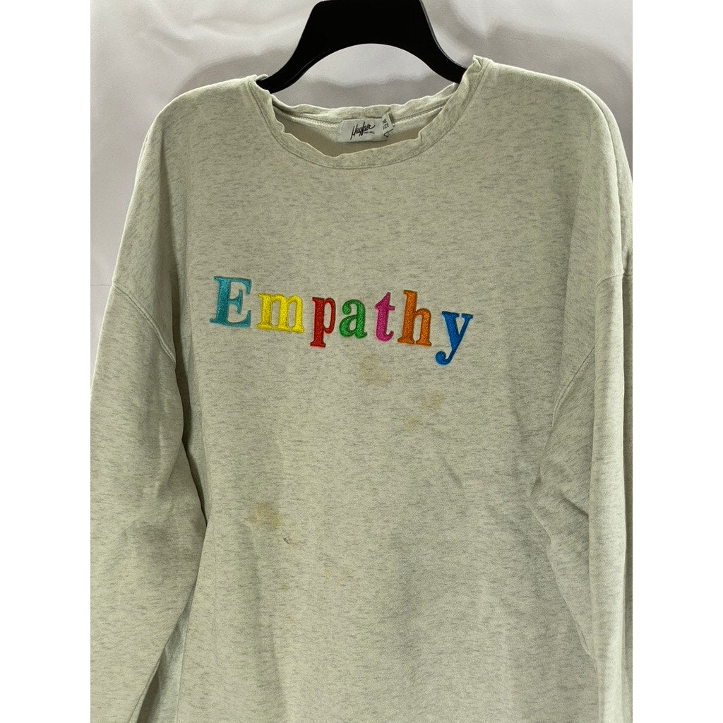 MAYFAIR Unisex Grey-Multicolor Empathy Always Embroidered Sweatshirt SZ OS