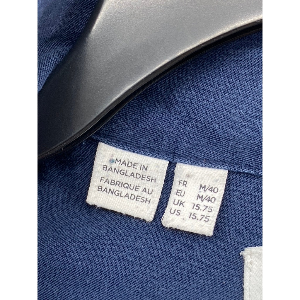 SELECTED HOMME Men's Dark Blue Regular-Fit Button-Up Short Sleeve Shirt SZ M