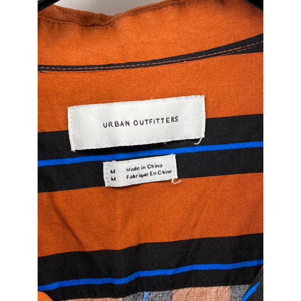 URBAN OUTFITTER Orange-Blue Vertical Stripe Button-Up Shirt SZ M