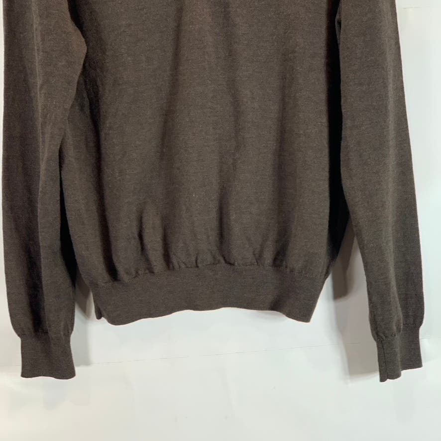 THE MEN'S STORE BLOOMINGDALES Men's Dark Brown V-Neck Merino Wool Sweater SZ M