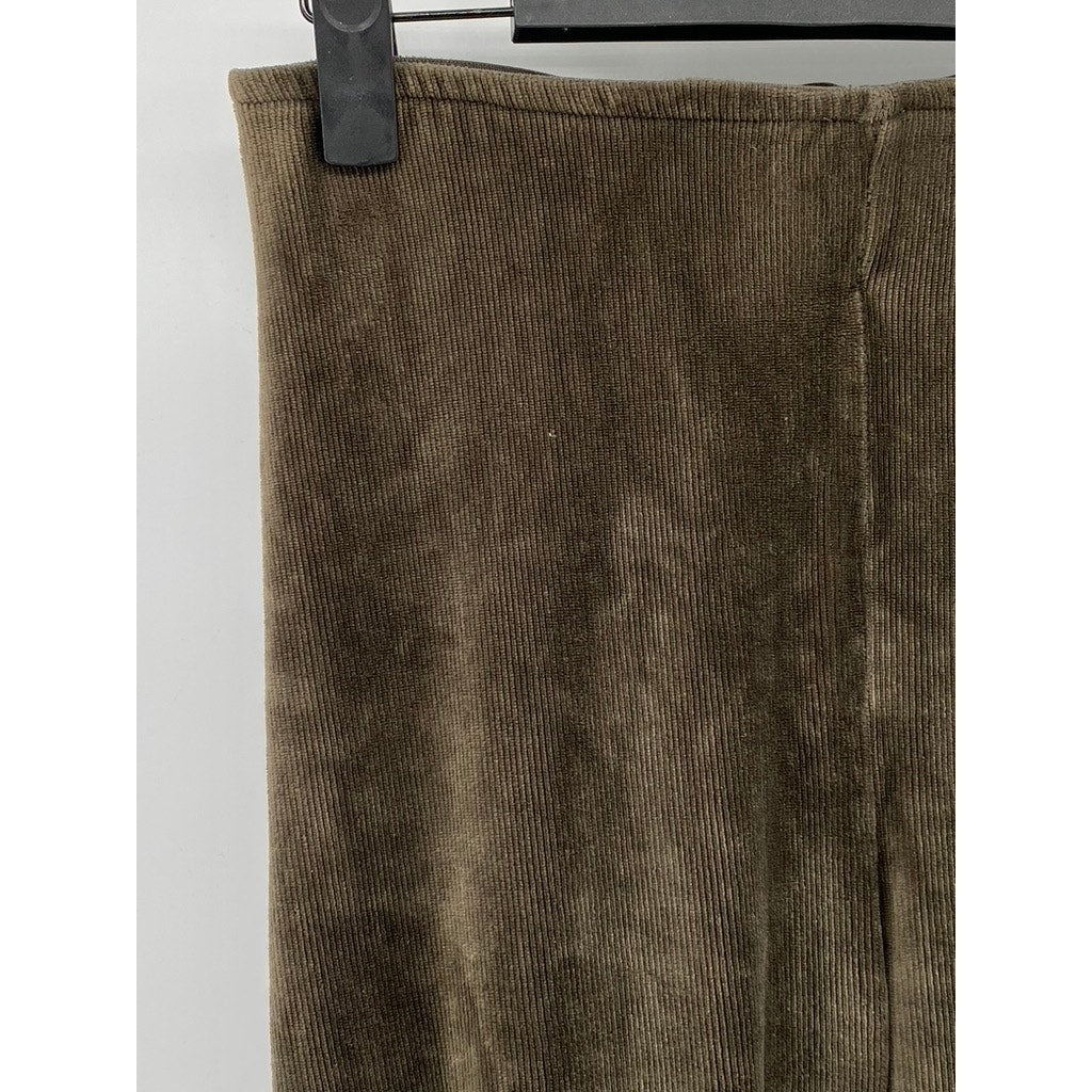 EVENUEL Women's Brown Corduroy Pull-On Wide-Leg Pocketless Pants SZ 14/15