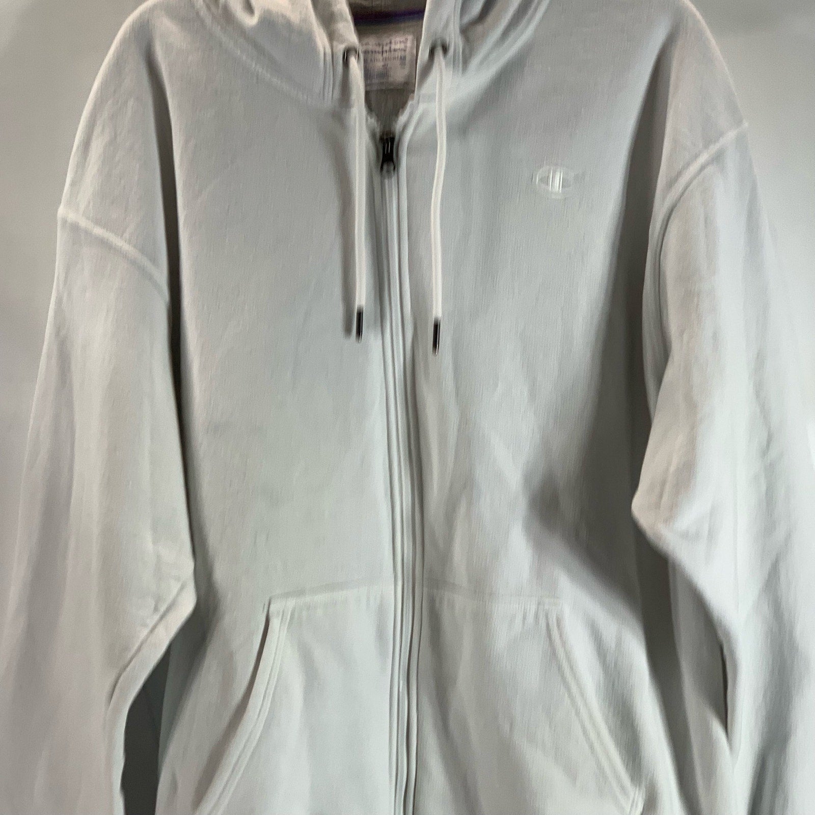CHAMPION Authentic Athleticwear Men's White Hooded C-Logo Full-Zip Sweater SZ XL