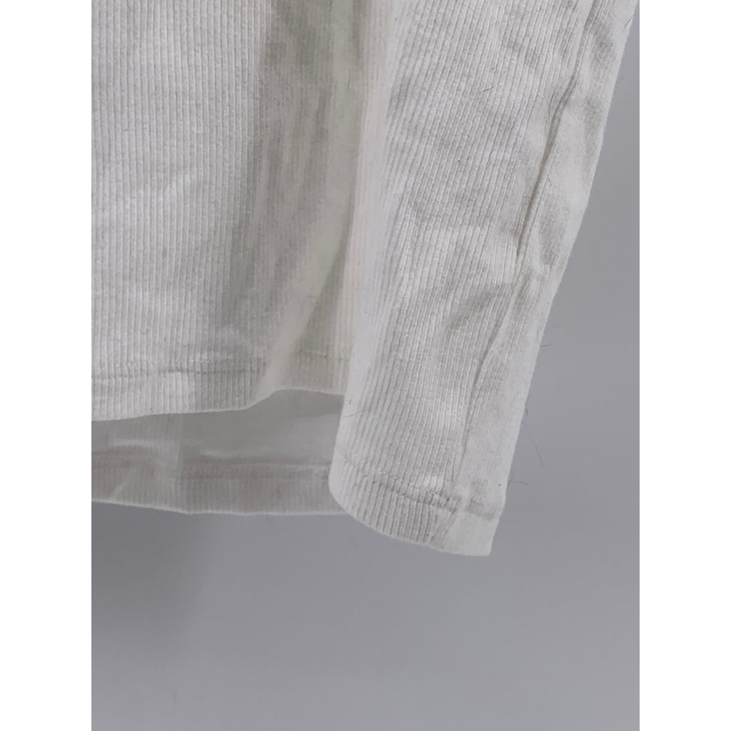 ABERCROMBIE & FITCH Women's White-Black Scoop-Neck Ribbed Essential Tank Top SZS