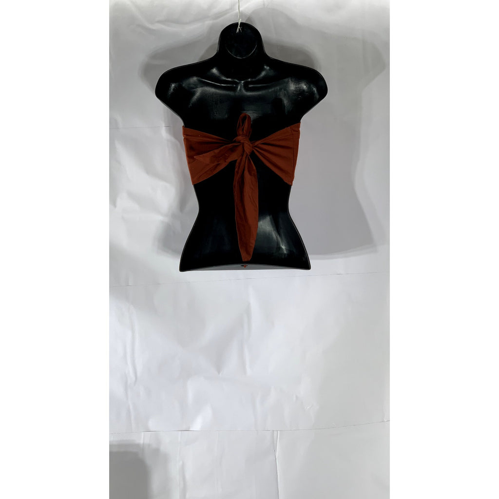 FREE PEOPLE Women's Dark Orange Sweetheart Neck Strapless Tie-Back Crop Top SZ M