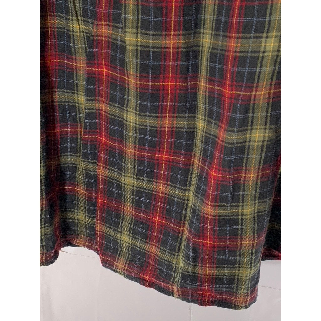 CARBON2COBALT Men's Tall Red/Green Plaid Flannel Button-Up Shirt SZ XL/T
