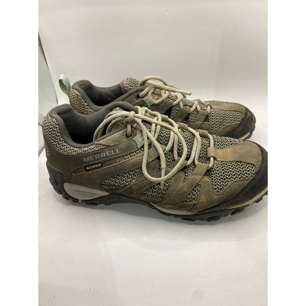 MERRELL Women's Gray Mesh Alverstone Hiking Lace-Up Sneakers