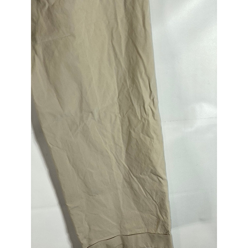BROOKS BROTHERS Men's Beige Pleated Supima Cotton Cuffed Pants SZ 34X32