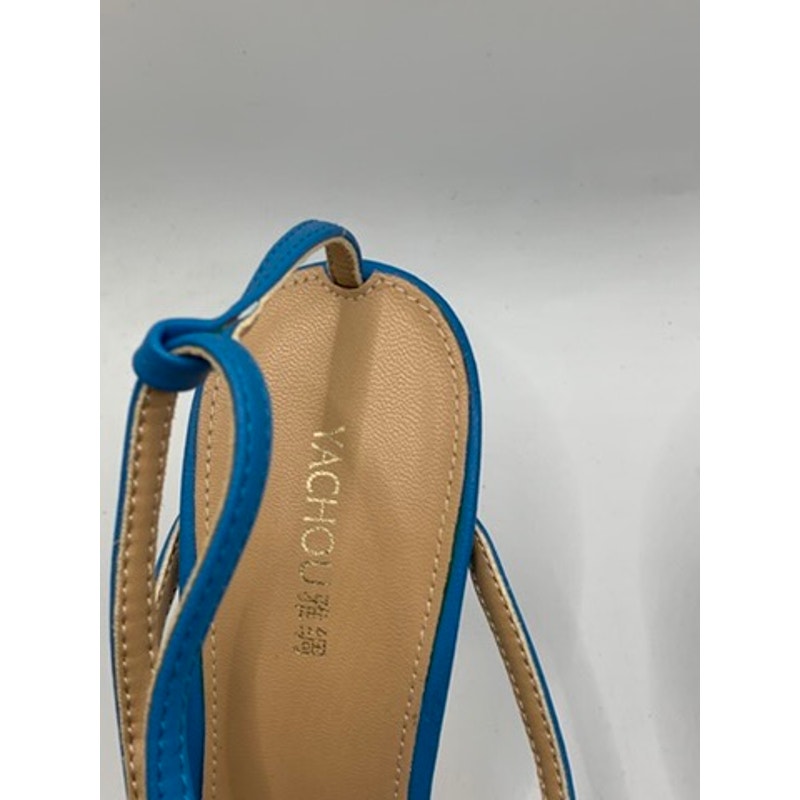 YACHOU Women's Blue Thong Strappy Heeleda Sandals SZ 37