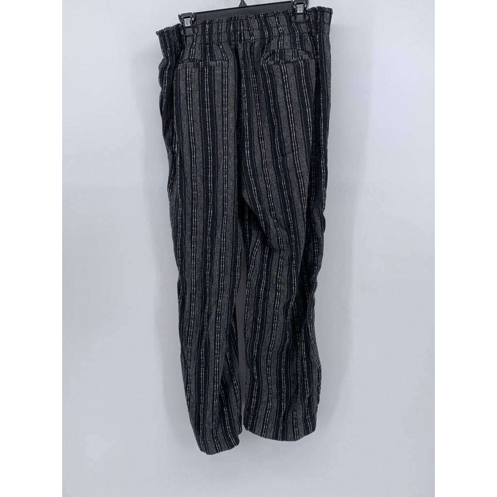 BRIGGS Women's Black Striped Straight Leg Pants SZ L