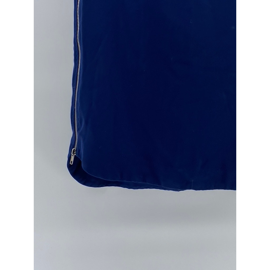 LULU'S Women's Dark Royal Blue Crewneck Short Sleeve Zipper-Hem Shift Dress SZXS