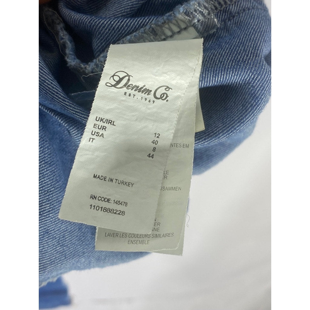 DENIM CO. Women's Vintage Dark Blue Denim Button-Up Long Sleeve Mini Dress SZ 8