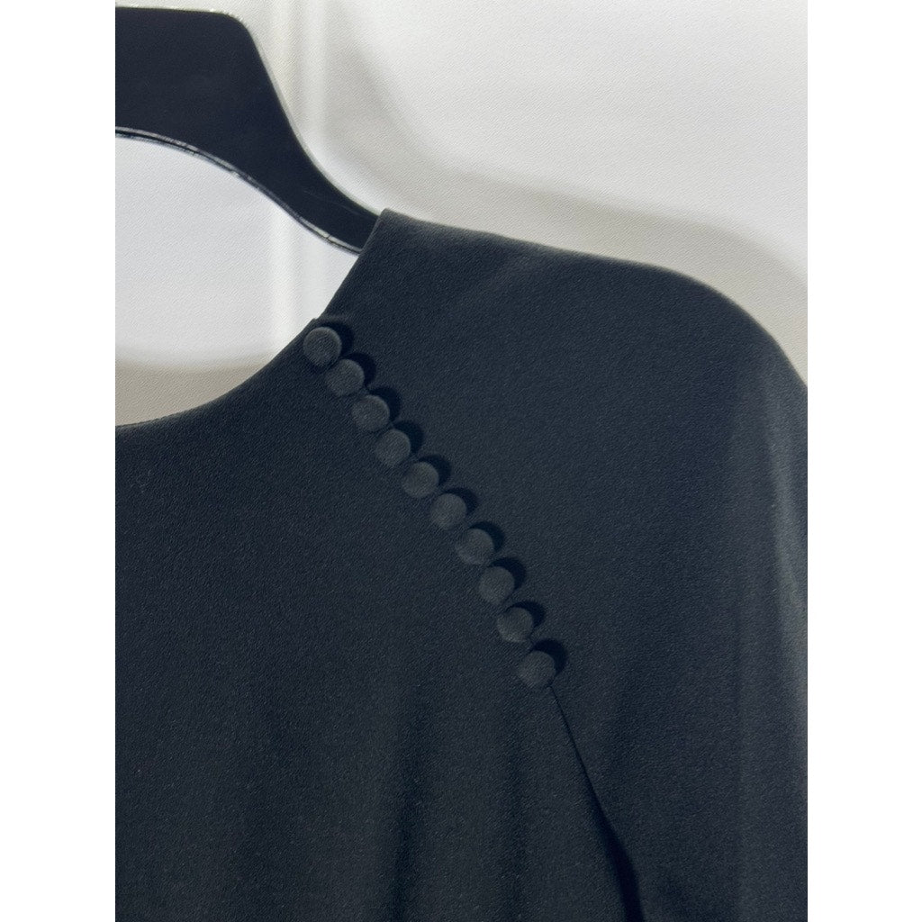 HUTCH Women's Black Solid Button-Shoulder Detail Long Sleeve Mini Dress SZ 8