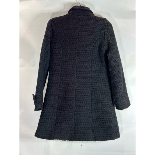 POETRY CLOTHING Women's Black Textured Four-Button Collar Coat SZ M