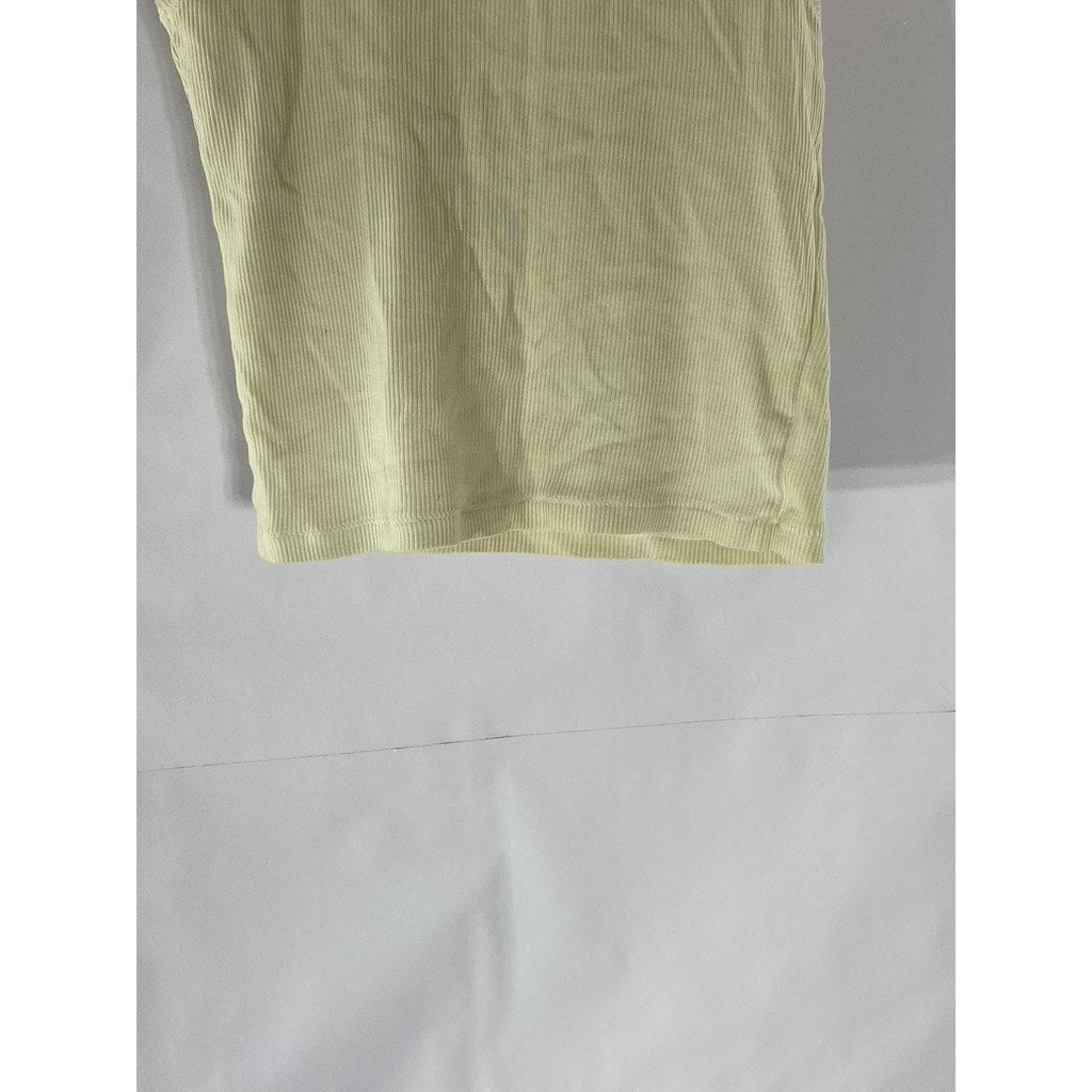 SKIMS Women's Beige Ribbed Scoop-Neck Cropped Tank Top SZ M