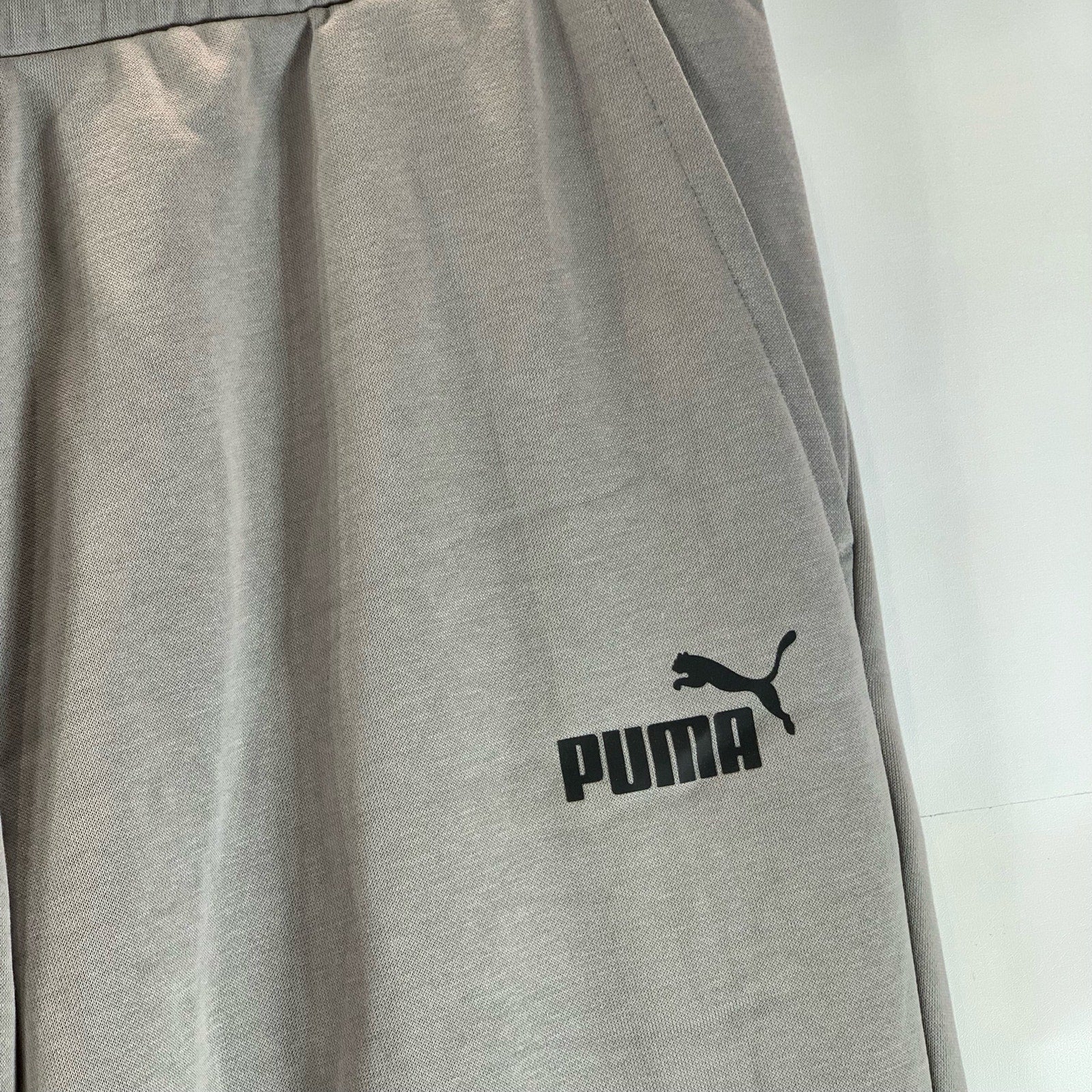 PUMA Men's Concrete Gray Essential Logo Fleece Pull-On Sweatpants SZ XL