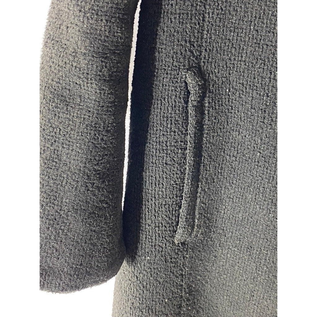 FOREVER 21 Women's Black Textured Notch-Collar Snap-Button Coat SZ S