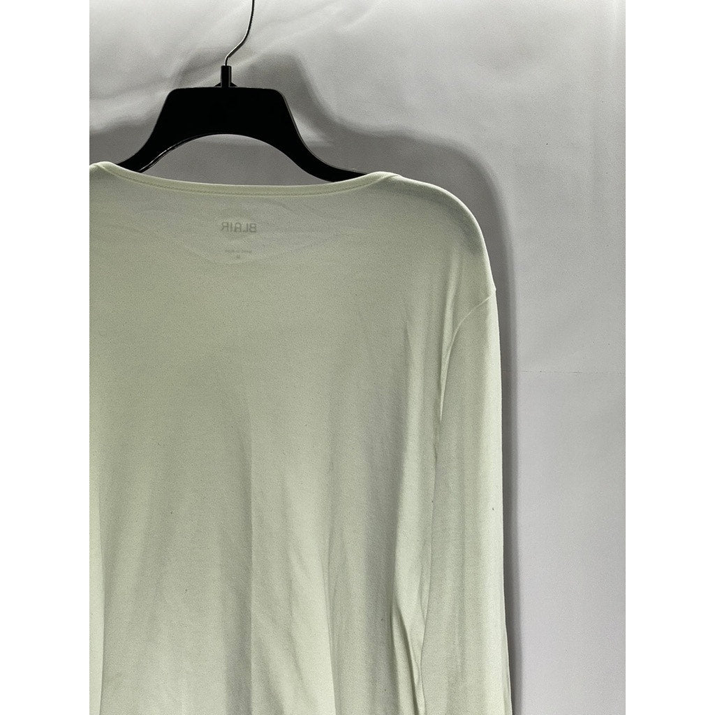 BLAIR Women's White Solid Scoop-Neck Casual Pointelle Long Sleeve Top SZ M
