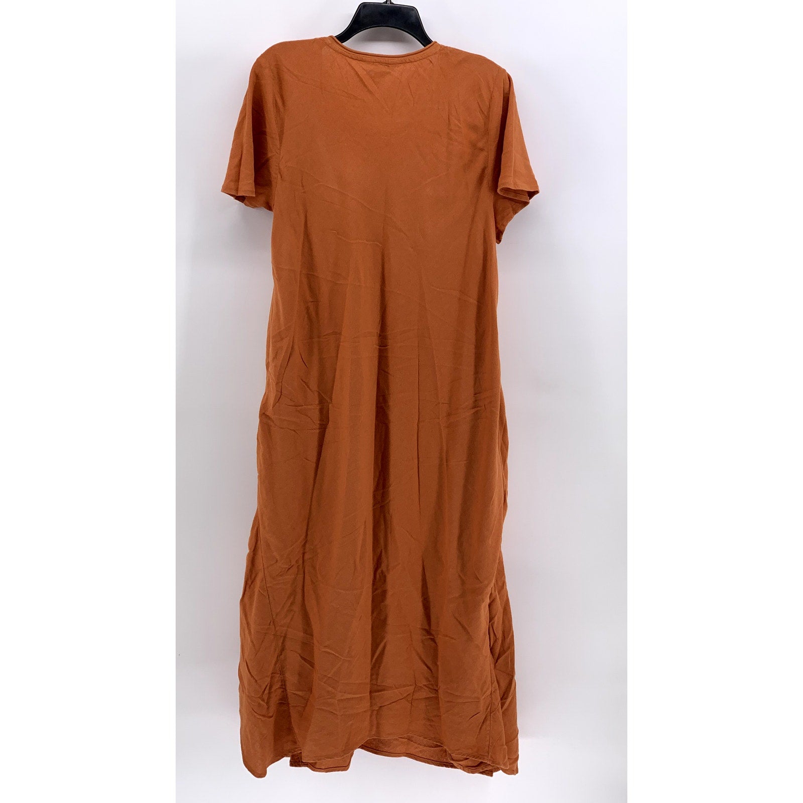 COLDWATER CREEK Women's Petite Orange Solid Linen-Blend Maxi Dress SZ PXL