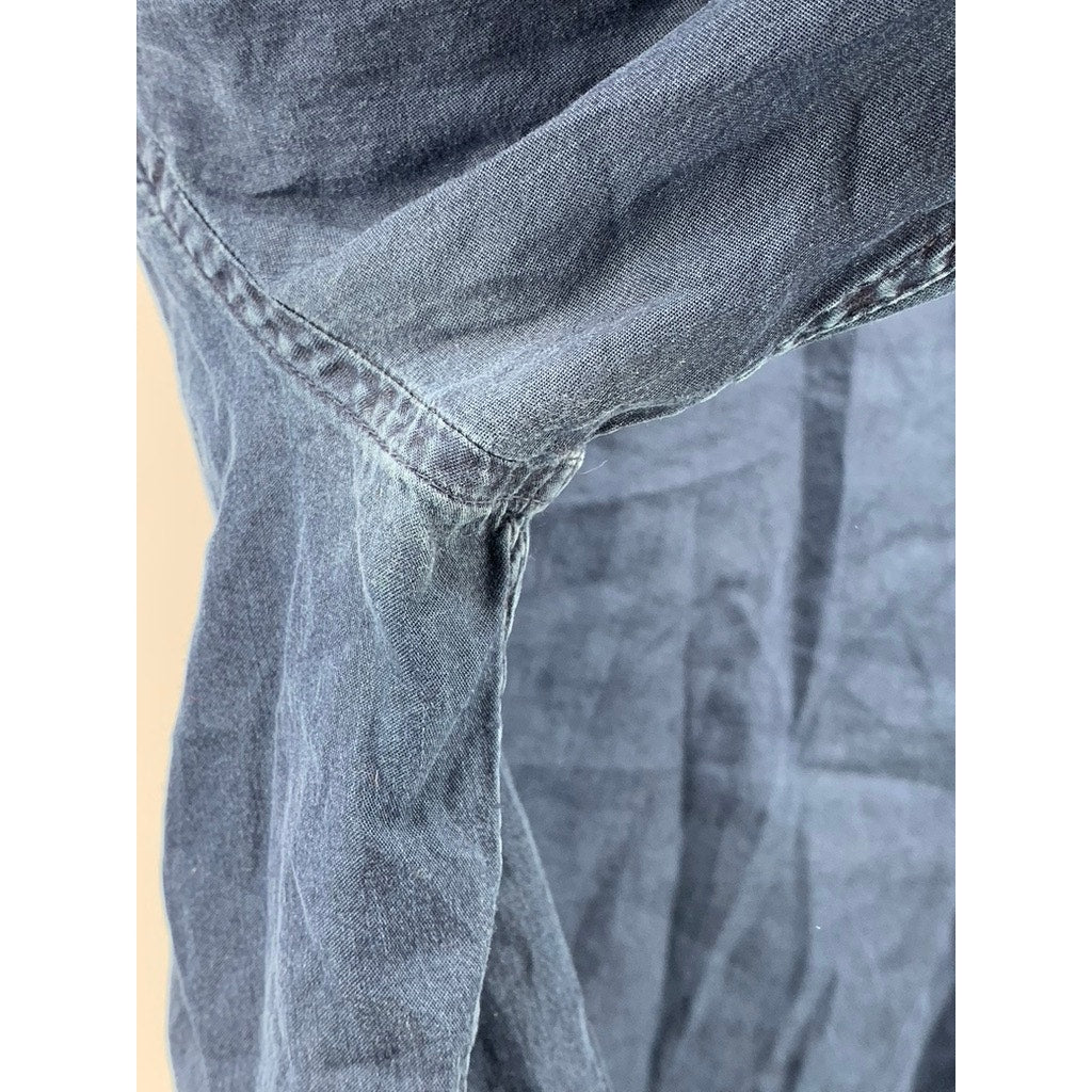 H&M Men's Blue Denim Premium Cotton Button-Up Long Sleeve Shirt SZ M