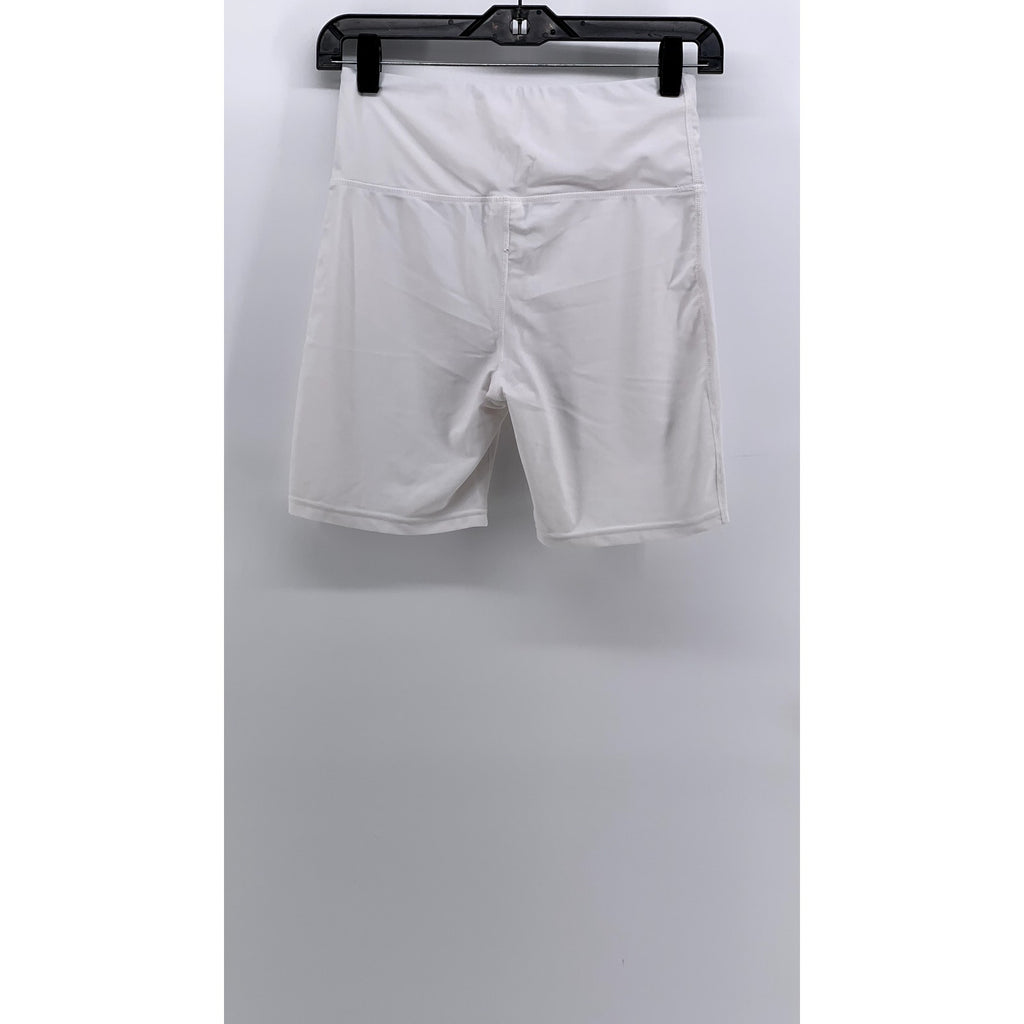 SHEIN Women's White Solid Pull-On High-Rise Active Biker Shorts SZ M