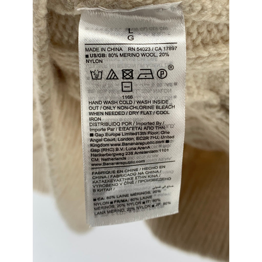 BANANA REPUBLIC Men's Beige Cable Knit Crewneck Long Sleeve Sweater SZ L