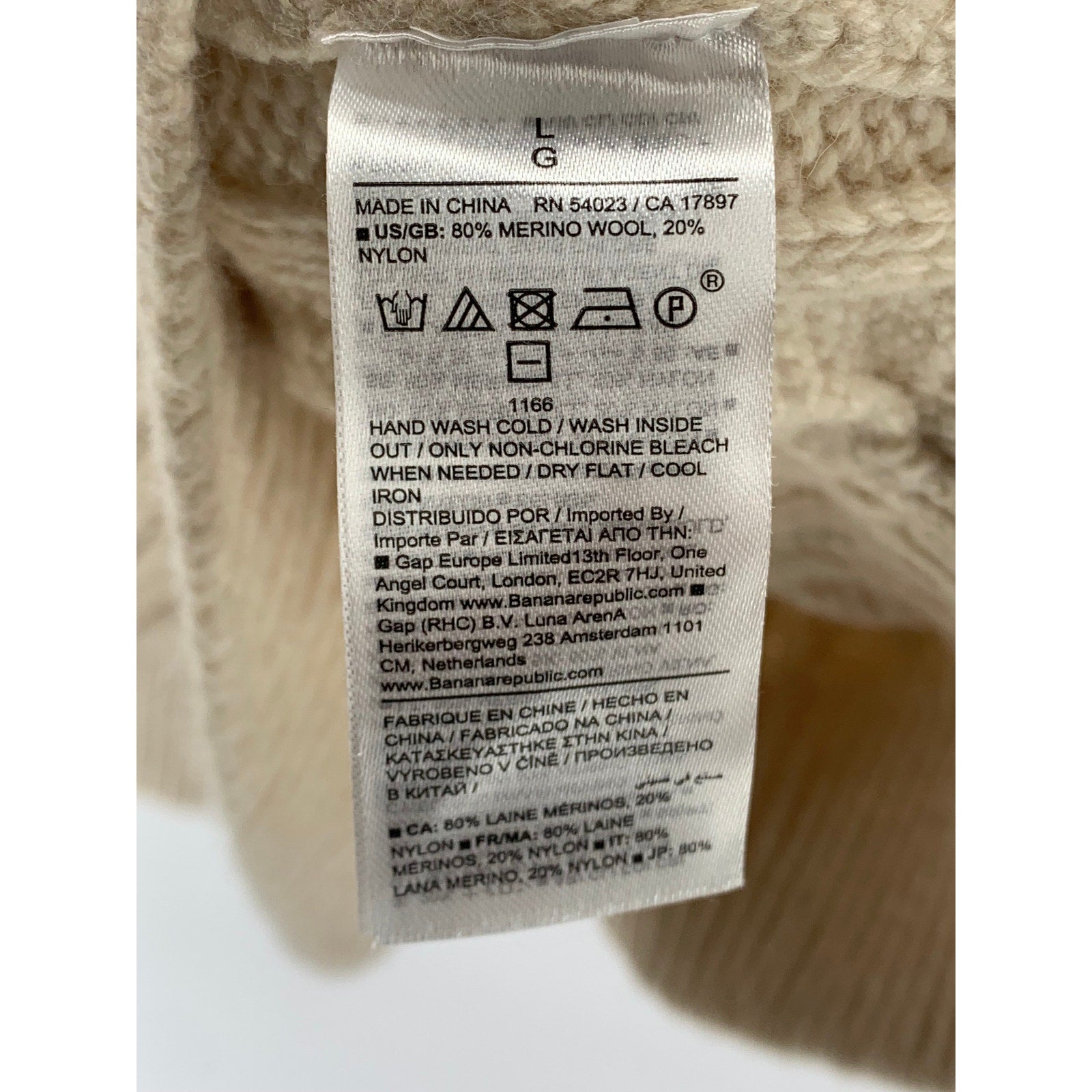 BANANA REPUBLIC Men's Beige Cable Knit Crewneck Long Sleeve Sweater SZ L