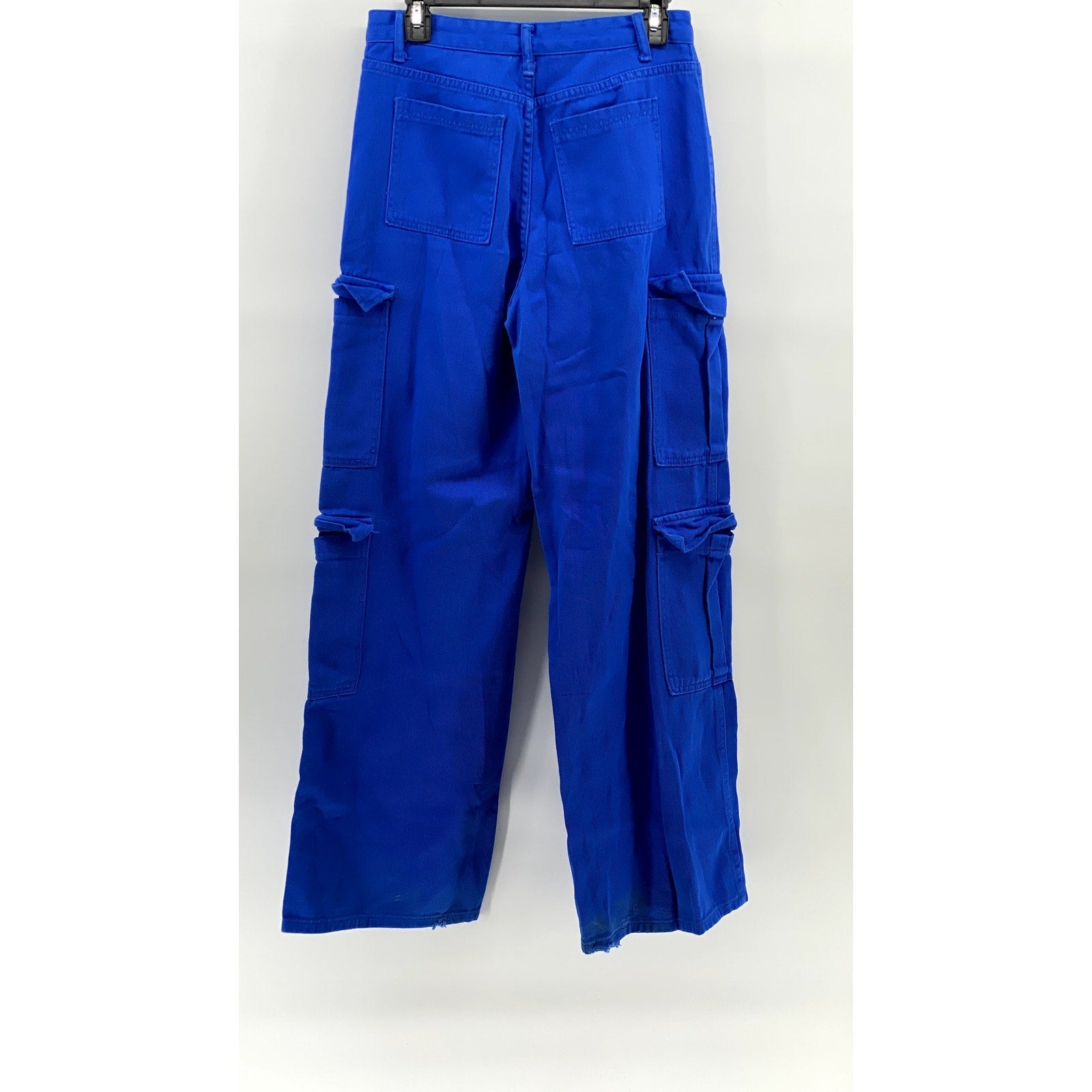 UNBRANDED Women's Royal BLUE Y2K Baggy Straight-Leg High-Rise Cargo Pants SZ 29