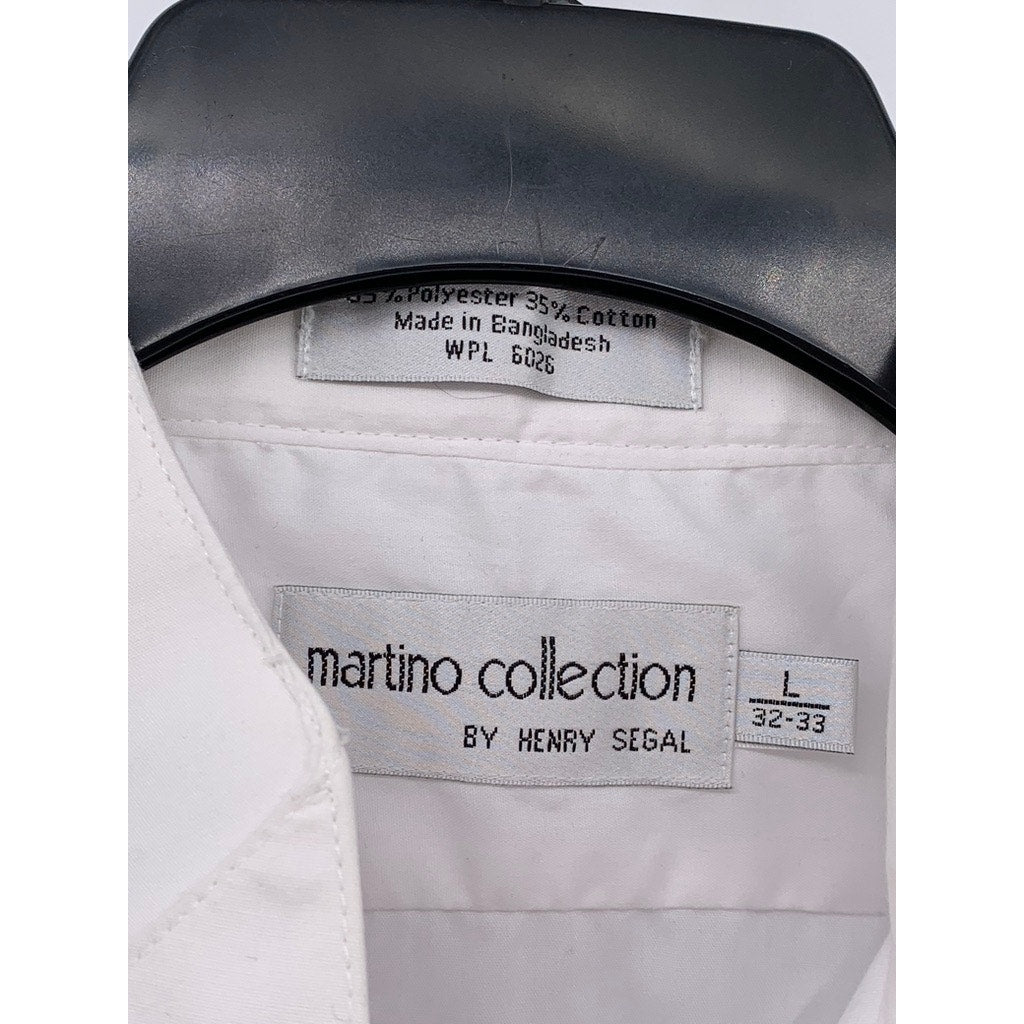 MARTINO COLLECTION By Henry Segal Men's White Pleated Button-Up Shirt SZ L